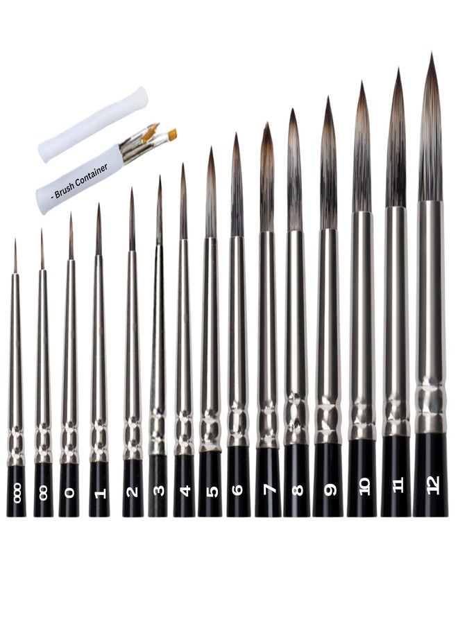 كاميل مجموعة فرش رسم دائرية للفنانين من كاميل كاميلين كوكويو، عبوة من 15 فرشاة، شعيرات تاكلون صناعية، المقاسات: 000، 00، 0، 1، 2، 3، 4، 5، 6، 7، 8، 9، 10، 11، 12، مع علبة للفرش، سلسلة 68 - Image 1